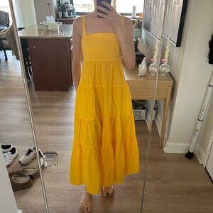 Yellow Sleeveless Tiered Dress